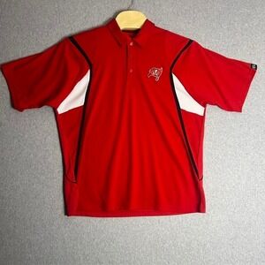 NFL‎ Team Apparel Men's Red Tampa Bay Buccaneers Short Sleeve Polo Shirt Size XL